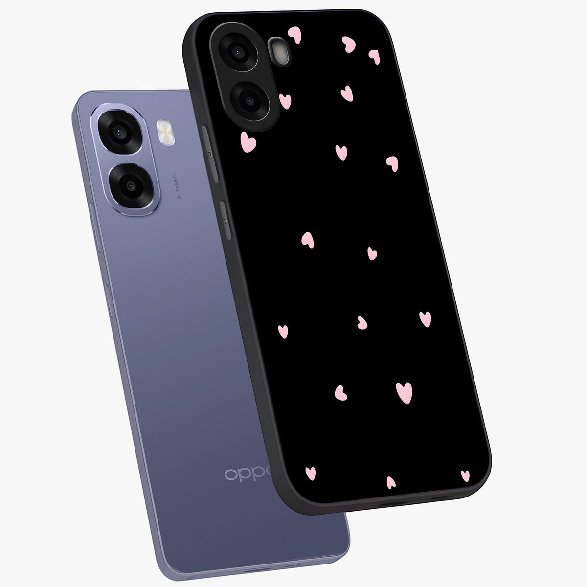 Pink Love Drops Glass Case displayed in angled mockup highlighting cute love drop design with vibrant pink aesthetic.