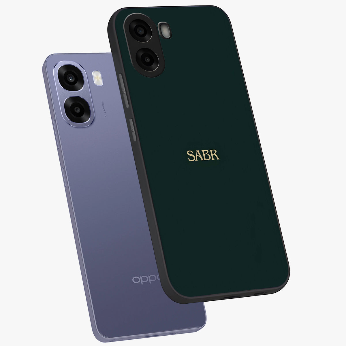 Sabr Minimal Patience Glass Case displayed in angled mockup highlighting simple inspirational design with clean aesthetic style.