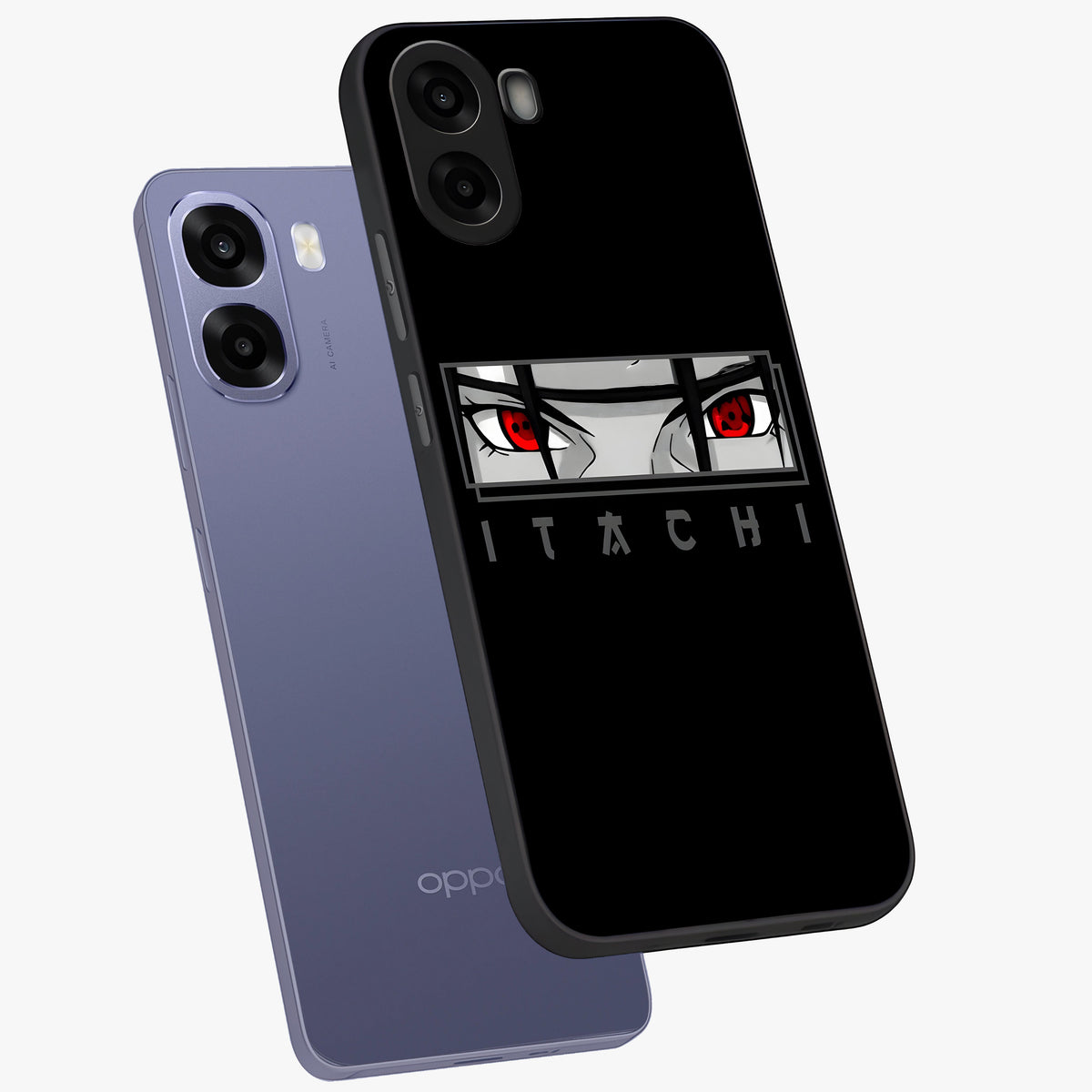 Scarlet Gaze Dominance Glass Case displayed in angled mockup highlighting intense visual design with bold scarlet aesthetic.