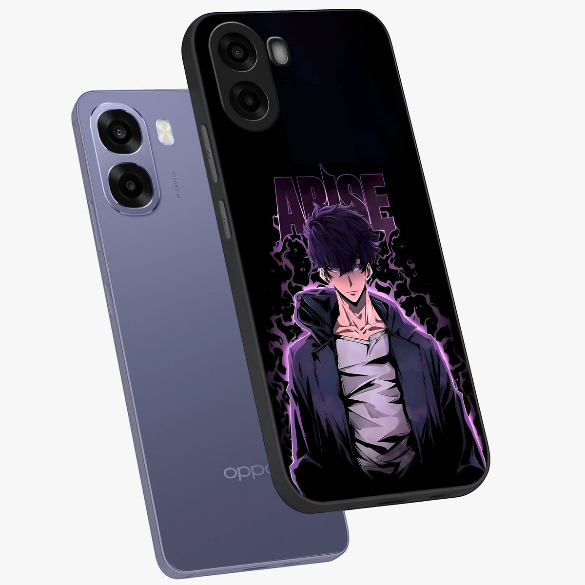 Shadow Monarch Awakening Glass Case displayed in angled mockup highlighting dramatic shadow warrior design with fantasy aesthetic.