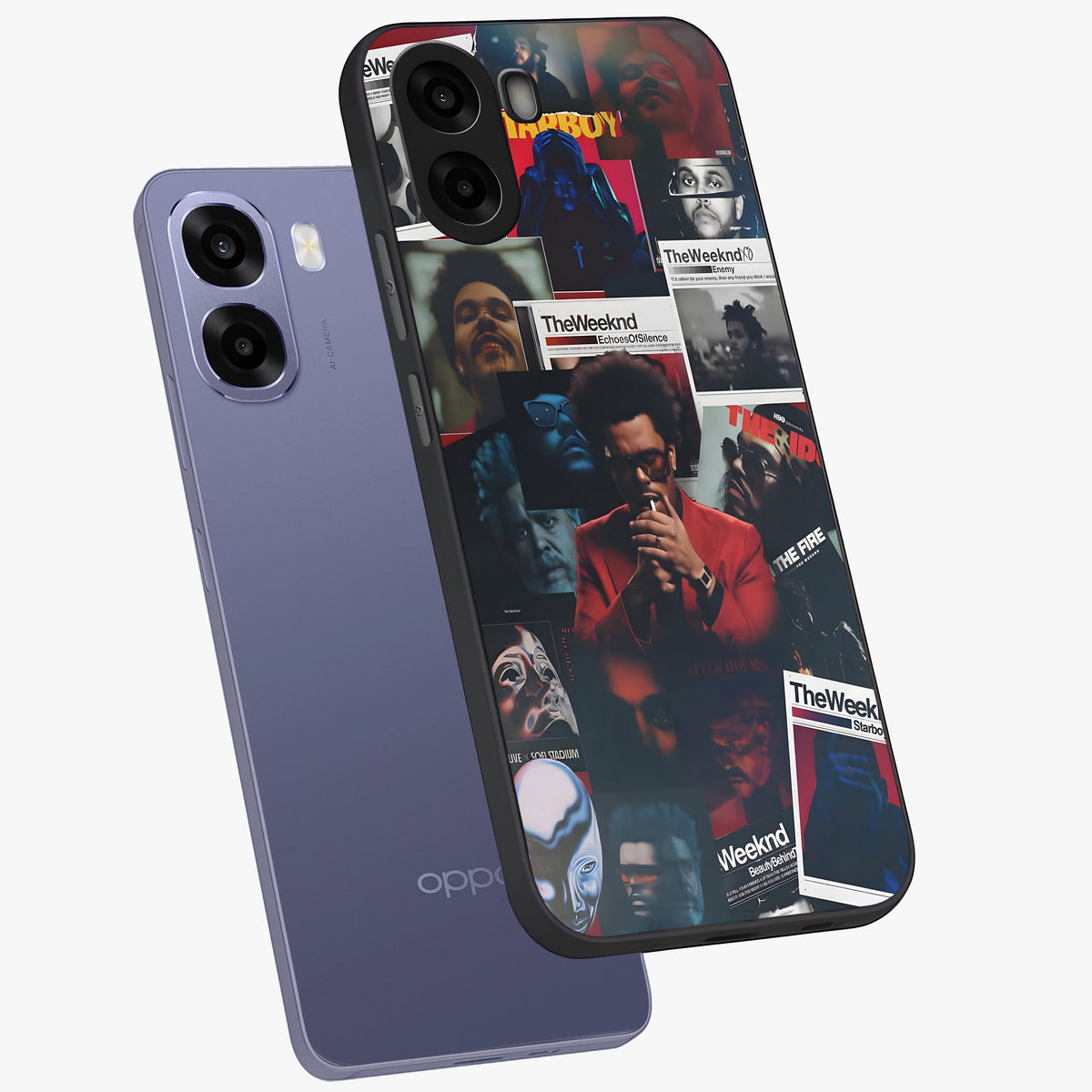 The Weeknd Glass Case displayed in angled mockup highlighting stylish pop culture inspired design with modern aesthetic.
