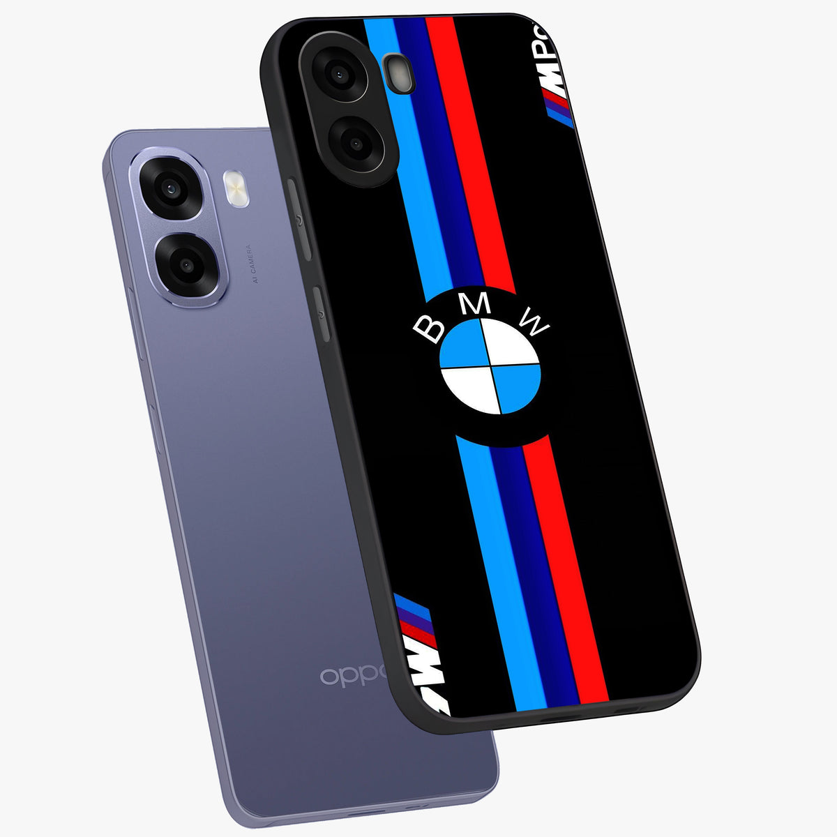 Turbo BMW Beast Glass Case displayed in angled mockup highlighting sleek racing car design with bold automotive aesthetic.