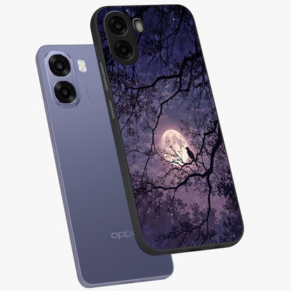 Whispering Moon Silence Glass Case displayed in angled mockup highlighting calm lunar design with dreamy night aesthetic.