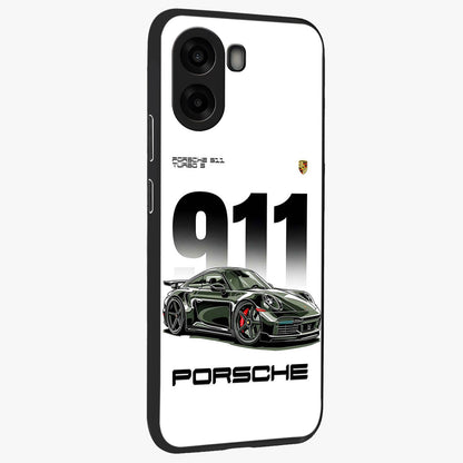 911 Turbo Dominance Glass Case upright perspective showcasing powerful racing design and modern automotive aesthetic.