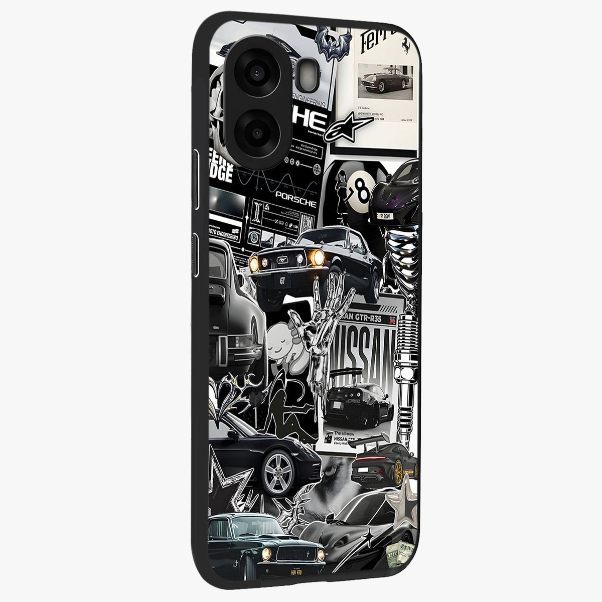 Aesthetic Dark Love Glass Case upright view showcasing dramatic romantic artwork with modern aesthetic style.
