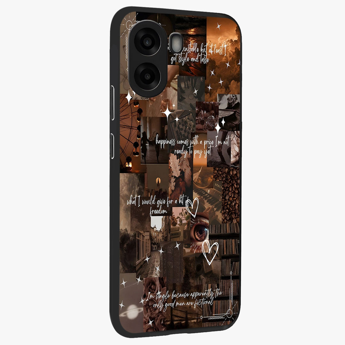 Bittersweet Aesthetic Chaos Glass Case upright view showcasing bold artistic chaos design with modern aesthetic style.