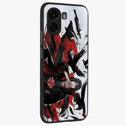 Crimson Crow Illusion Glass Case upright view showcasing striking crow illusion artwork with intense crimson theme.