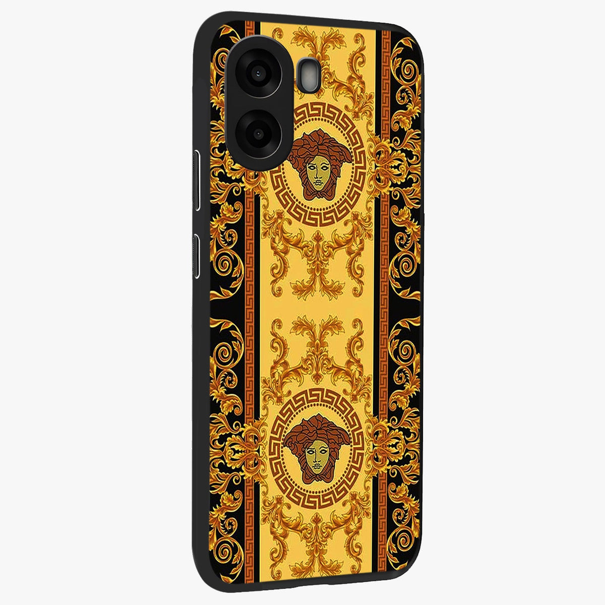 Golden Lotus Glow Glass Case upright view showcasing luminous lotus artwork with peaceful divine theme.