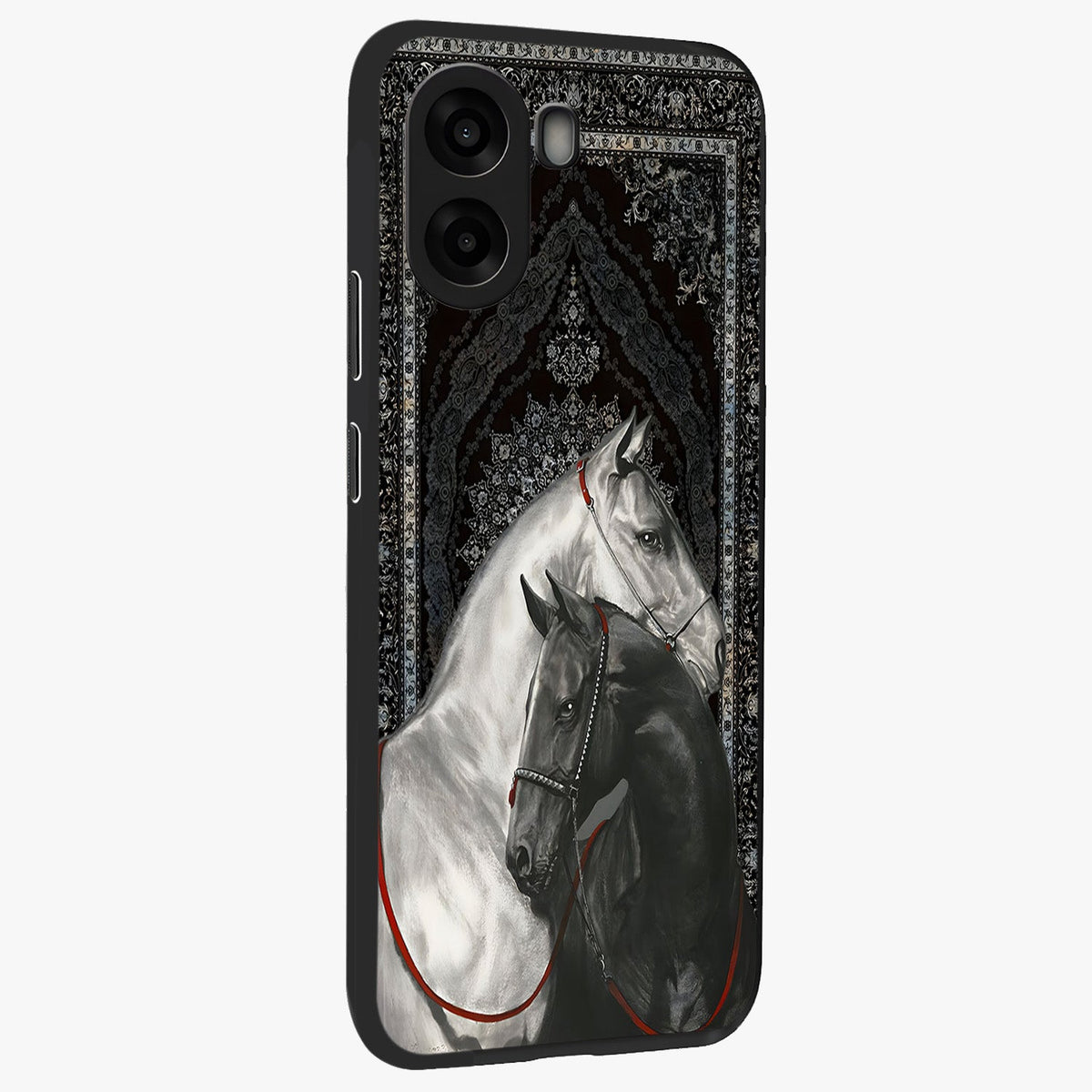 Majestic Ride Legacy Glass Case upright view showcasing dynamic ride inspired artwork with modern automotive theme.