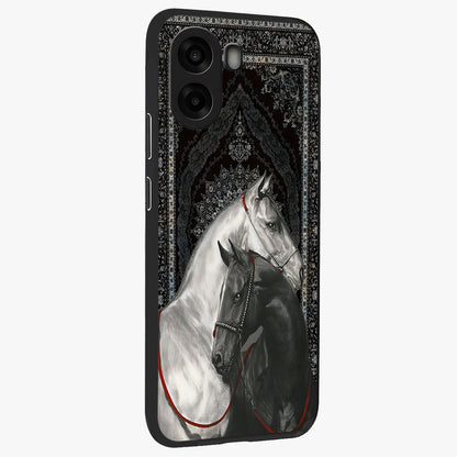 Majestic Ride Legacy Glass Case upright view showcasing dynamic ride inspired artwork with modern automotive theme.