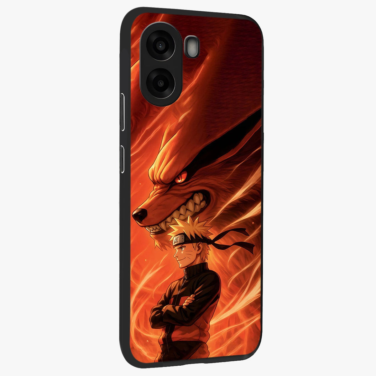 Nine Tails Legacy Glass Case upright view showcasing dramatic nine-tails artwork with intense anime themed design.