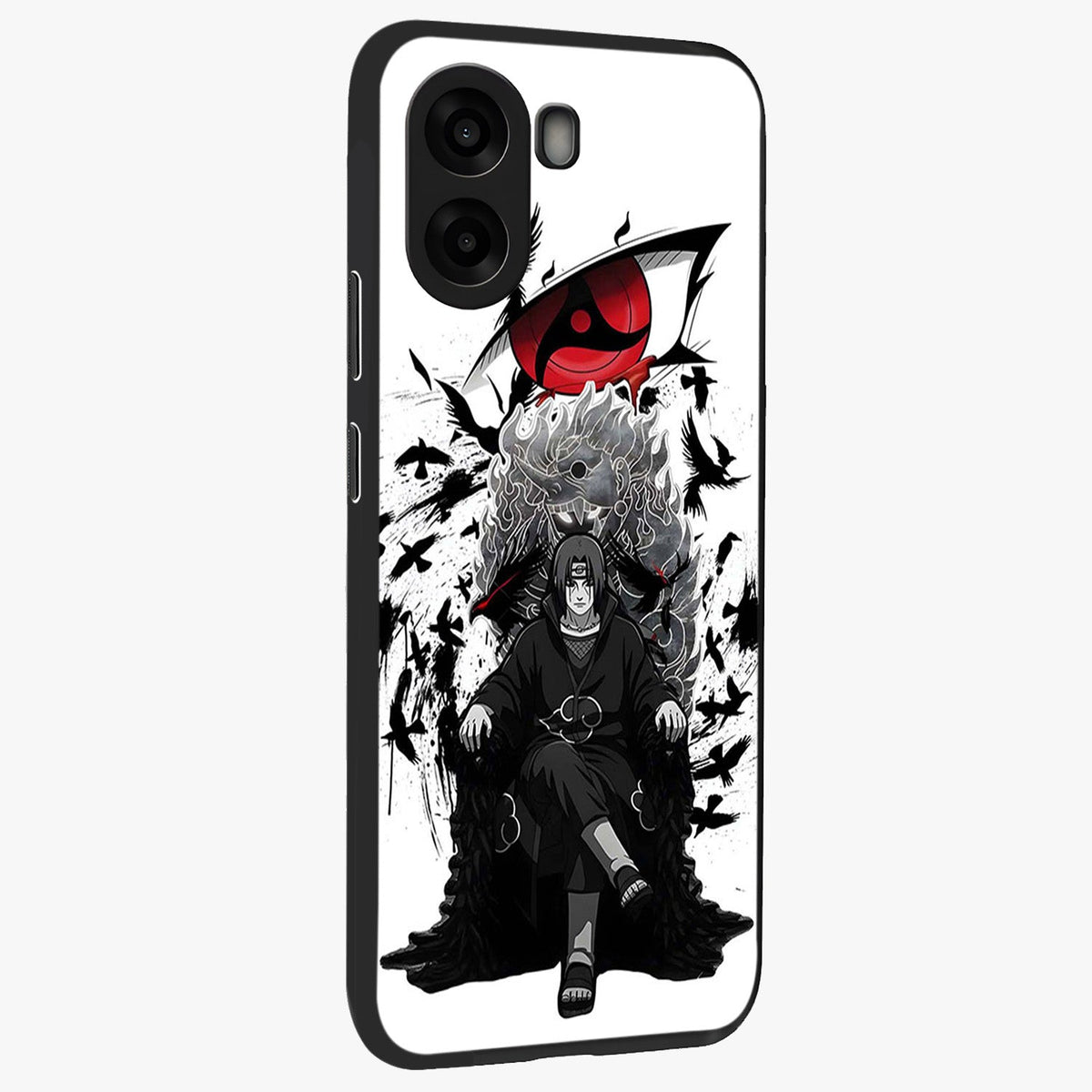 Uchiha Shadow Throne Glass Case upright view showcasing magical underwater galaxy artwork with vibrant cosmic theme.