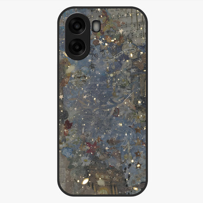 Aesthetic Astrolophia Glass Case showing flat back view with dreamy aesthetic design and glossy glass finish.