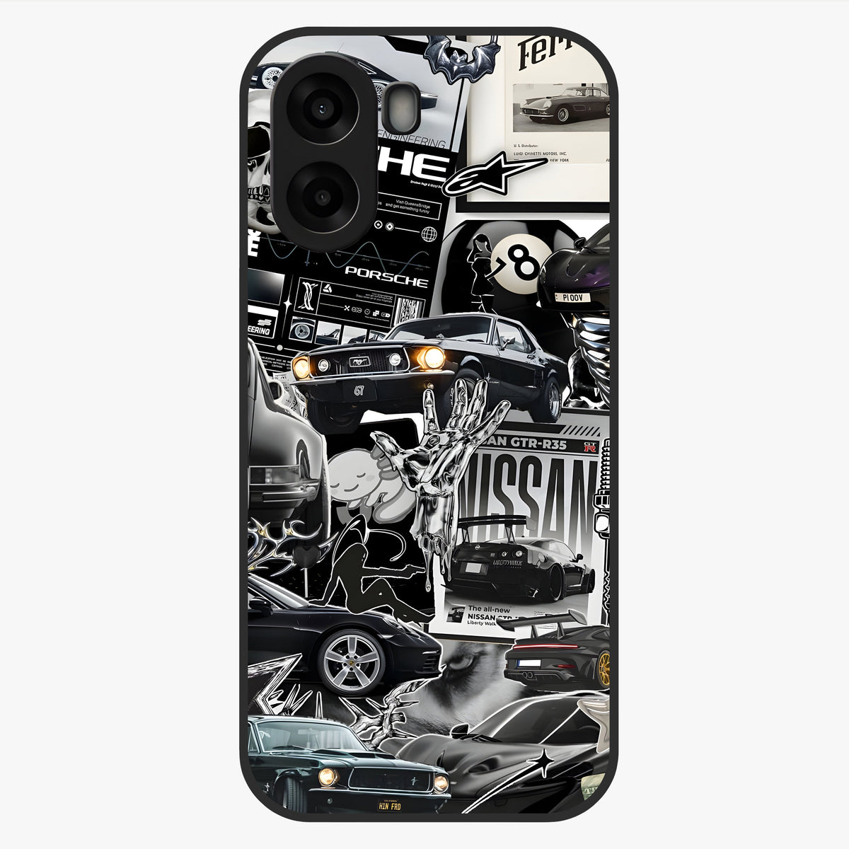 Aesthetic Dark Love Glass Case showing flat back view with dark romantic artwork and glossy glass finish.