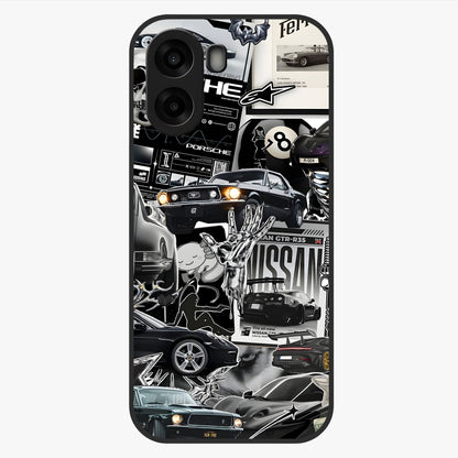 Aesthetic Dark Love Glass Case showing flat back view with dark romantic artwork and glossy glass finish.