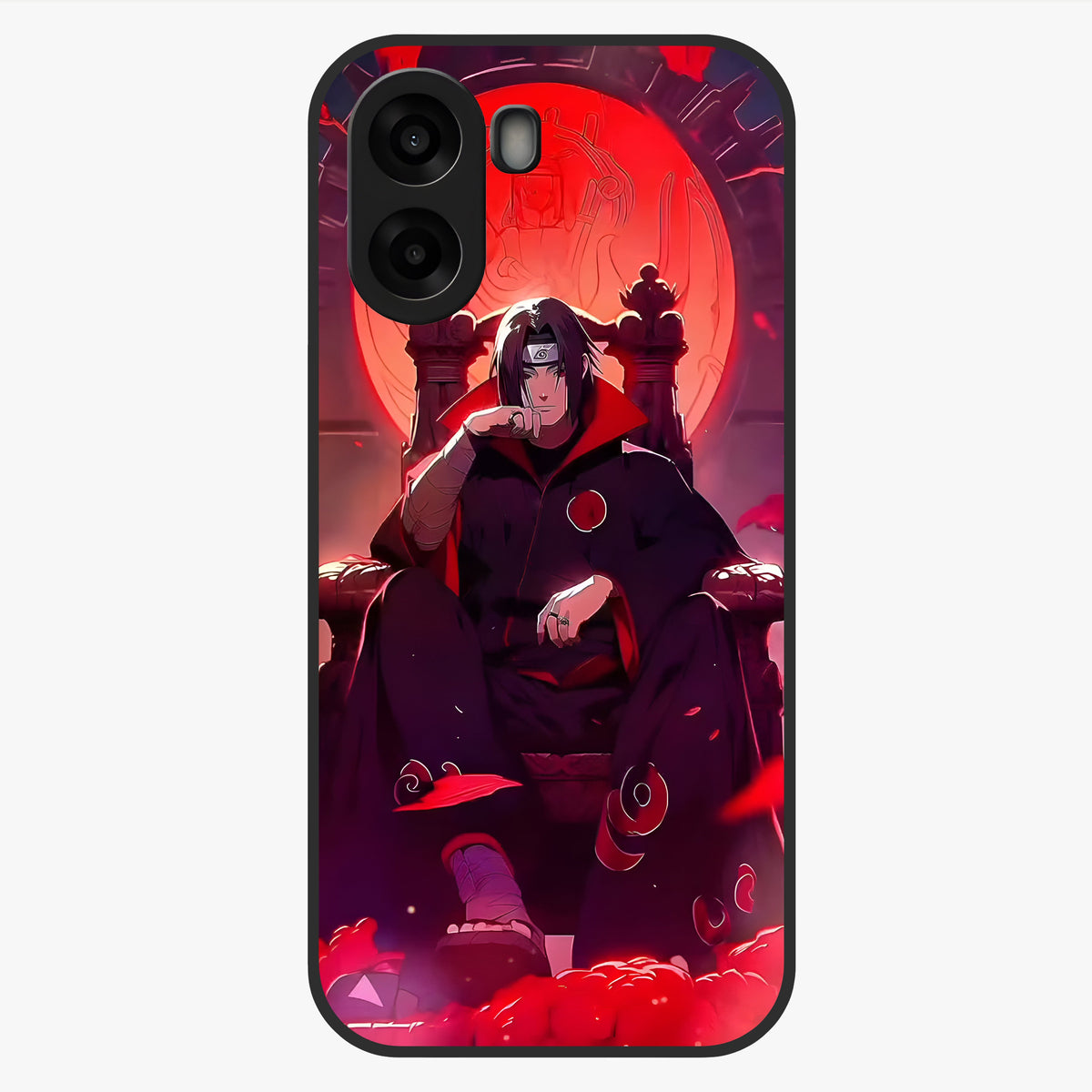 Blood Moon Sovereign Glass Case showing flat back view with mystical blood moon artwork and glossy glass finish.