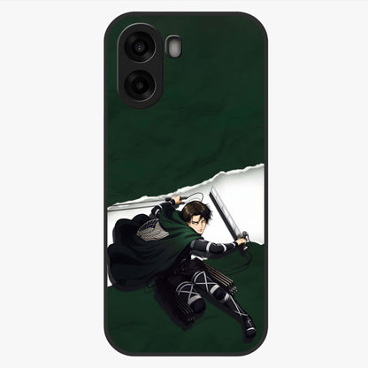 Emerald War Vanguard Glass Case showing flat back view with powerful warrior themed artwork and glossy glass finish.