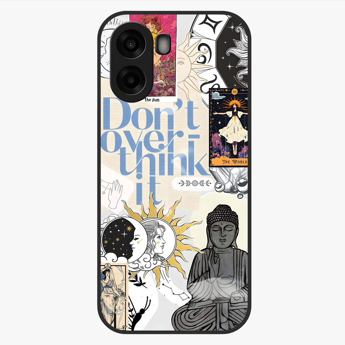 Ethereal Thoughts Glass Case showing flat back view with dreamy artistic artwork and glossy glass finish.
