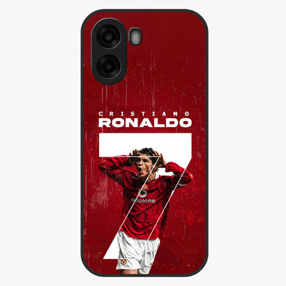 Goal Celebration Legacy Glass Case showing flat back view with football celebration inspired artwork and glossy glass finish.
