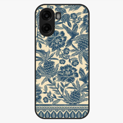 Heirloom Wild Bloom Glass Case showing flat back view with vintage inspired wild flower artwork and glossy glass finish.