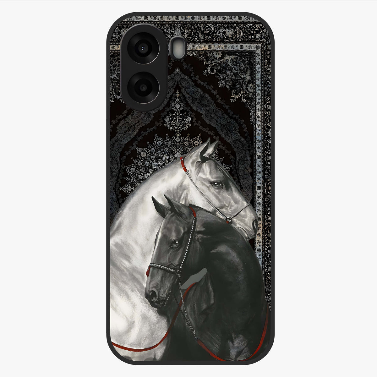 Majestic Ride Legacy Glass Case showing flat back view with powerful automotive inspired artwork and glossy glass finish.