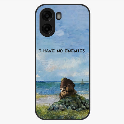 Peace Beyond War Glass Case showing flat back view with symbolic peace themed artwork and glossy glass finish.