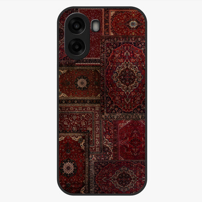 Persian Velvet Tale Glass Case showing flat back view with luxurious Persian velvet pattern artwork and glossy glass finish.
