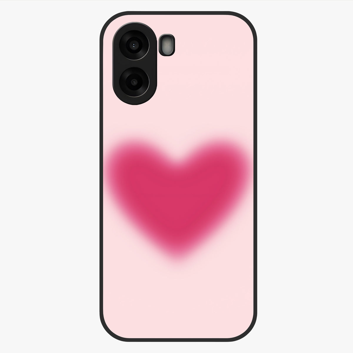 Pink Aura Heart Glass Case showing flat back view with glowing heart artwork and glossy glass finish.