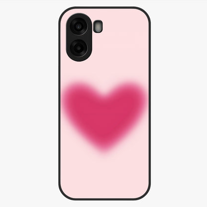 Pink Aura Heart Glass Case showing flat back view with glowing heart artwork and glossy glass finish.