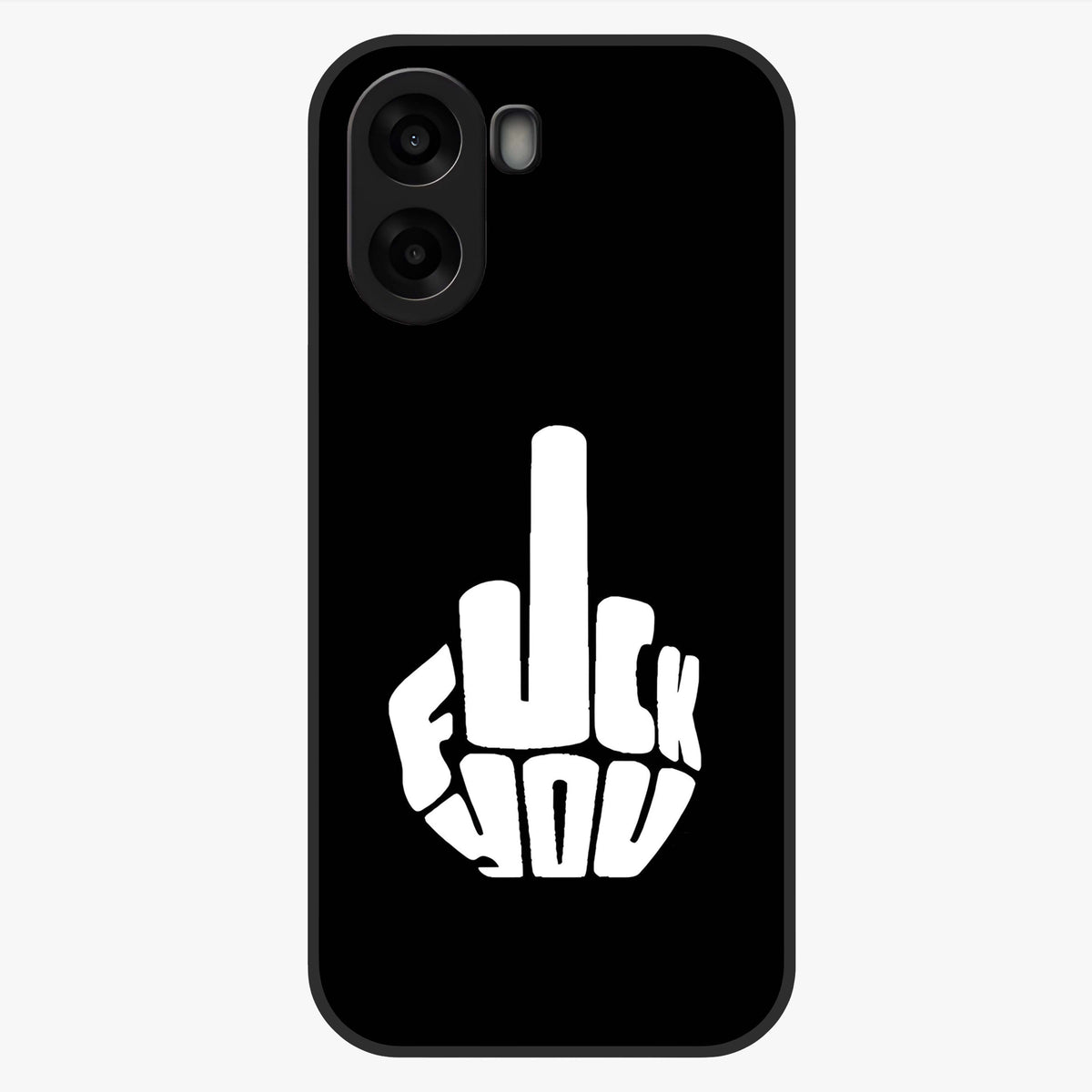 Rebel Mode On Glass Case showing flat back view with bold rebellious typography artwork and glossy glass finish.