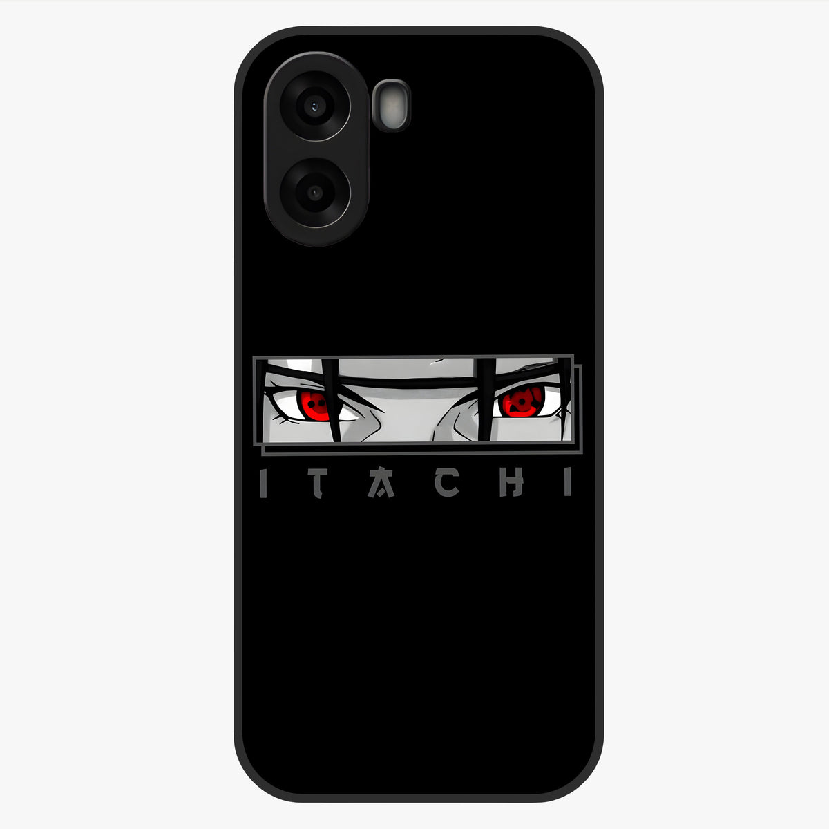Scarlet Gaze Dominance Glass Case showing flat back view with striking red themed artwork and glossy glass finish.
