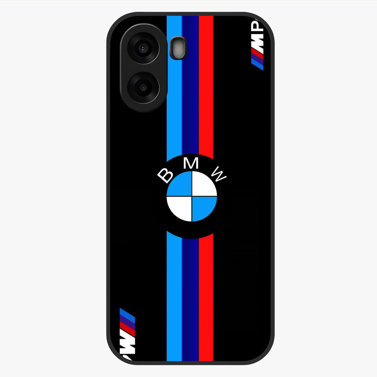 Turbo BMW Beast Glass Case showing flat back view with high performance sports car artwork and glossy glass finish.