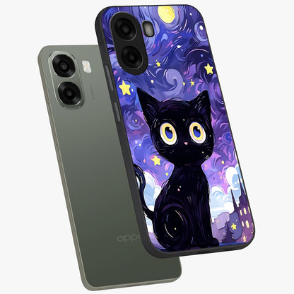 Abstract Cat Art Glass Case displayed in angled mockup highlighting modern abstract cat artwork and sleek glass surface.