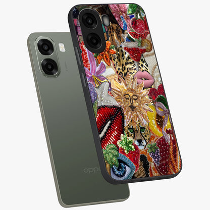 Beaded Fashion Jungle Glass Case displayed in angled mockup highlighting colorful fashion bead design and artistic pattern.