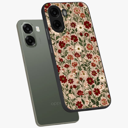 Biege Flower With Leaf Glass Case displayed in angled mockup highlighting minimal floral leaf design and elegant aesthetic.