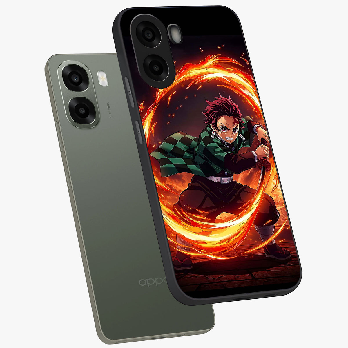 Blazing Sword Resolve Glass Case displayed in angled mockup highlighting powerful sword illustration and bold fantasy theme.