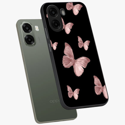 Butterfly Pattern Glass Case displayed in angled mockup highlighting delicate butterfly design and aesthetic pattern style.