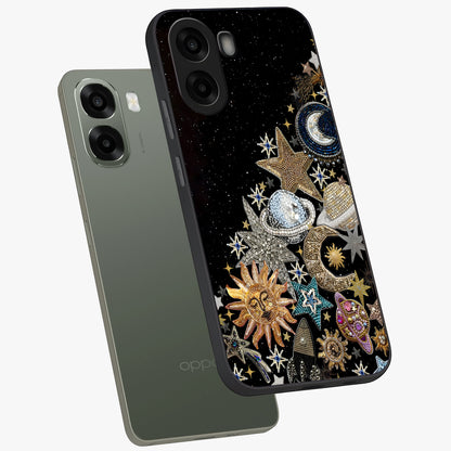 Cosmic Sparkle Dreams Glass Case displayed in angled mockup highlighting dreamy star sparkle design with celestial aesthetic.