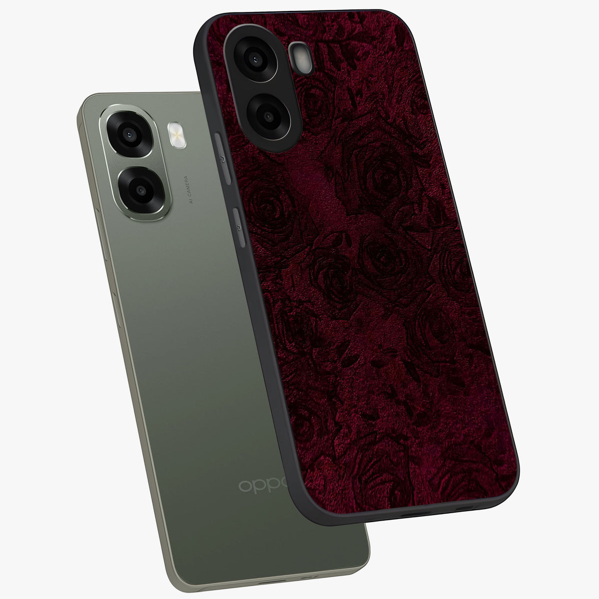 Crimson Fade Flow Glass Case displayed in angled mockup highlighting smooth gradient design with modern aesthetic style.