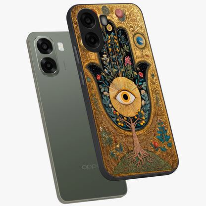 Ethereal Evil Eye Glass Case displayed in angled mockup highlighting protective evil eye symbol with spiritual aesthetic design.
