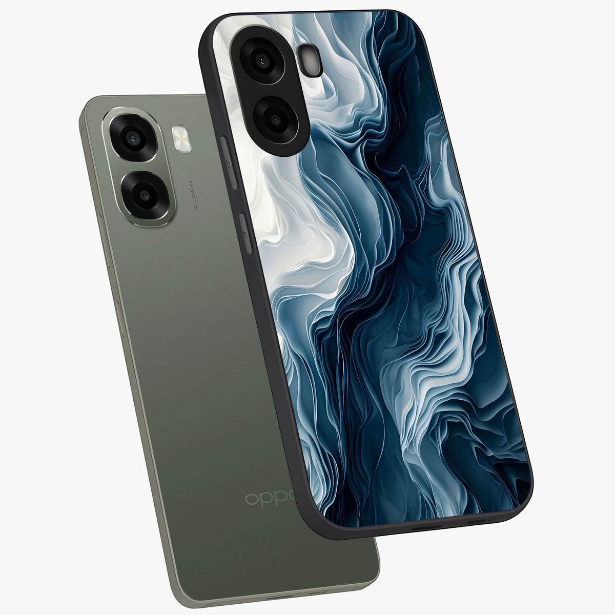 Ethereal Paper Marble Glass Case displayed in angled mockup highlighting elegant marble pattern with modern aesthetic style.