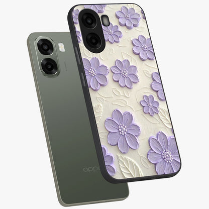 Floral Wall Art With Purple Flowers Glass Case displayed in angled mockup highlighting vibrant purple floral illustration with artistic aesthetic.
