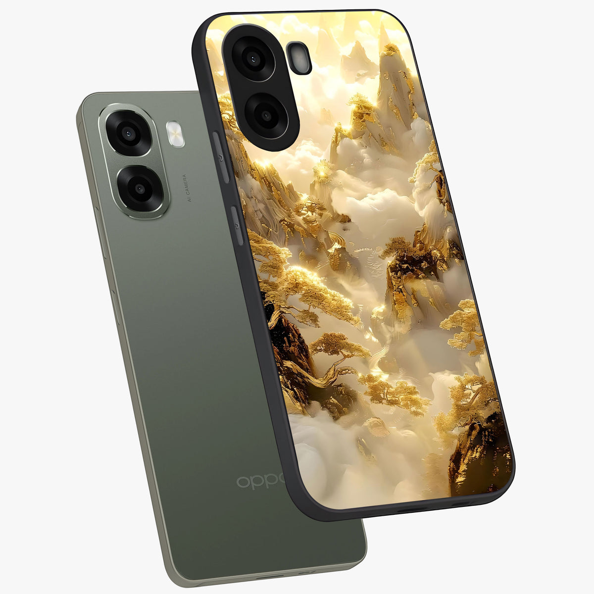 Gates Of Illumination Glass Case displayed in angled mockup highlighting radiant portal inspired design with fantasy aesthetic.