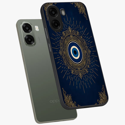 Golden Celestial Charm Glass Case displayed in angled mockup highlighting sparkling cosmic charm design with celestial aesthetic.