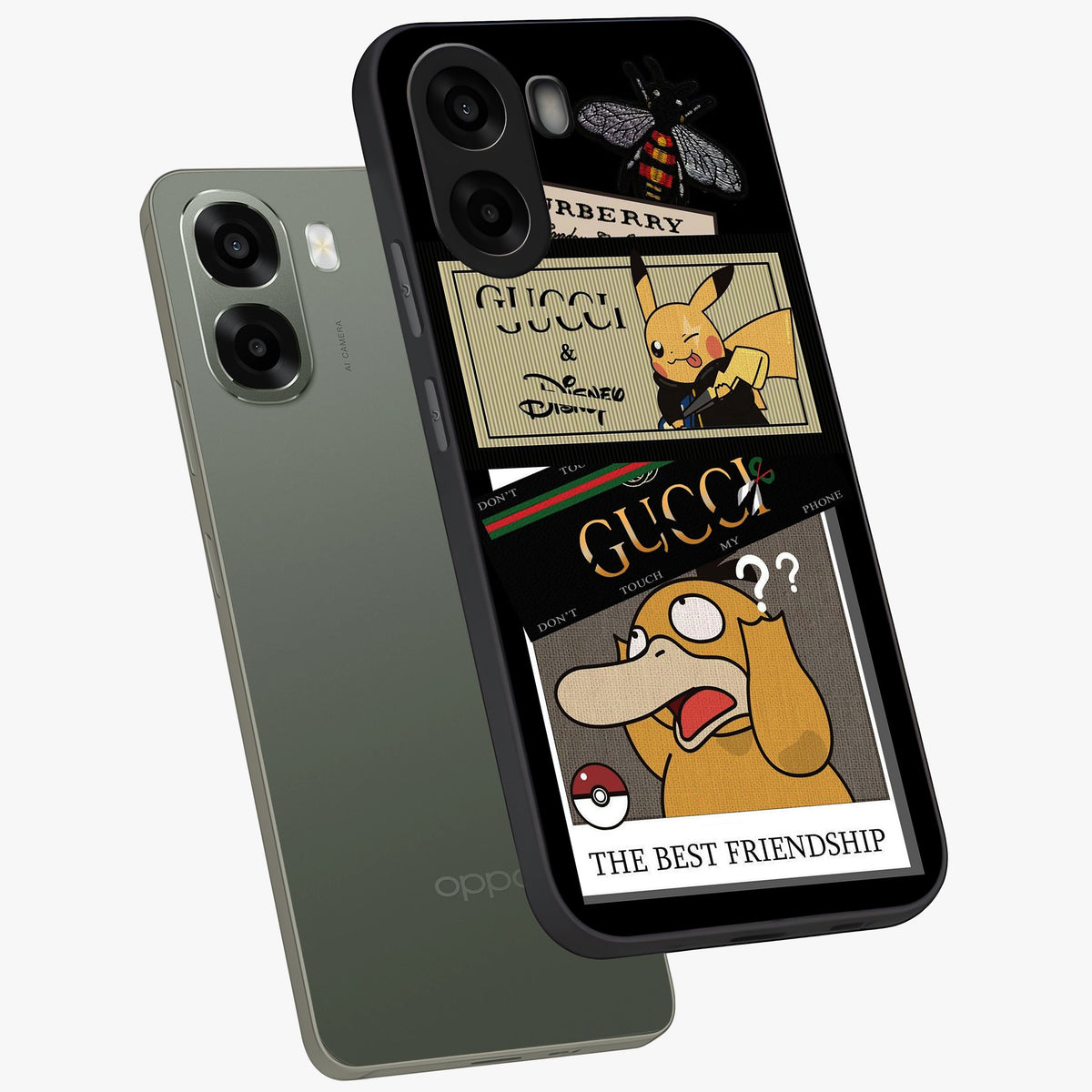 Gucci Play Mashup Glass Case displayed in angled mockup highlighting stylish fashion mashup design with bold aesthetic.