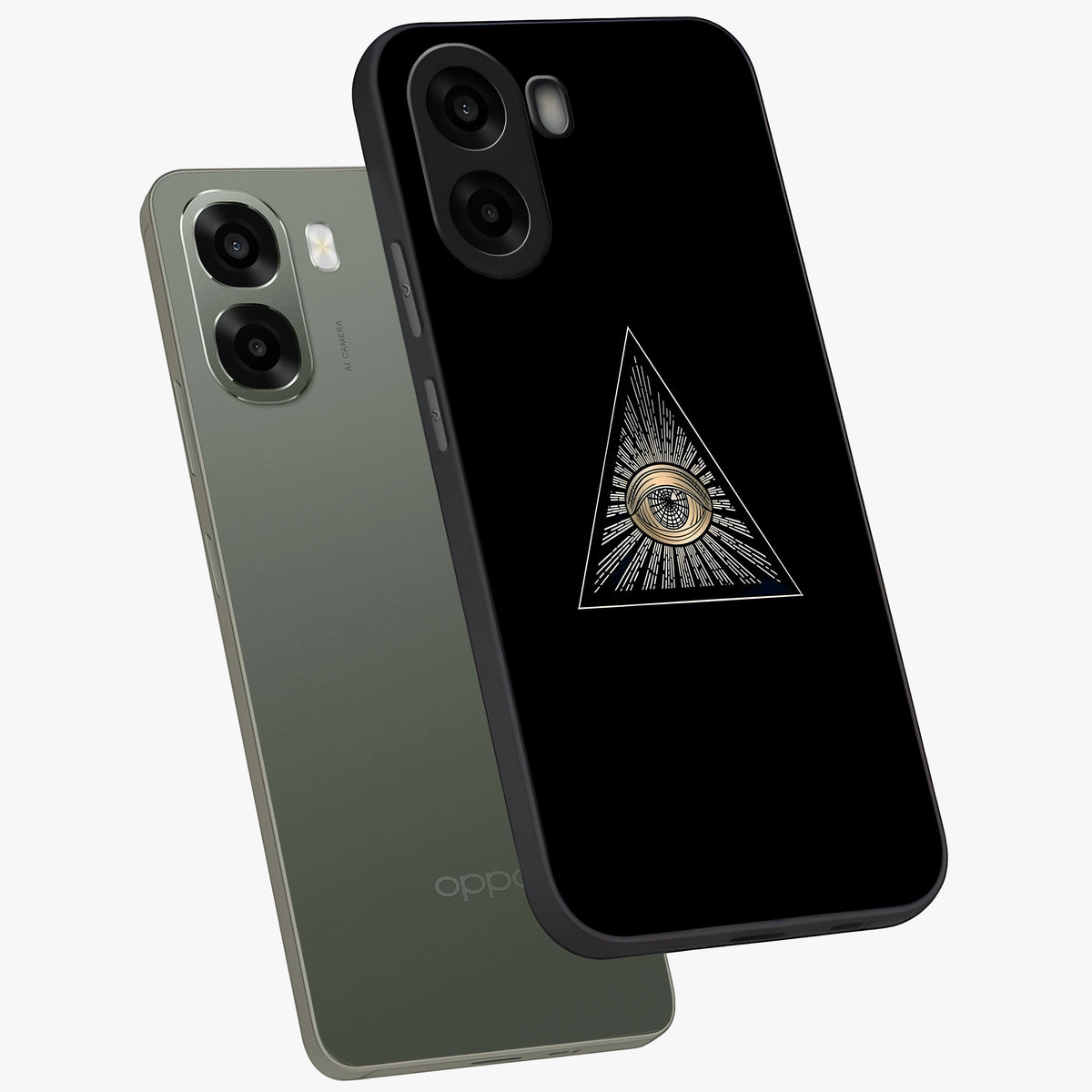 Illuminati Evil Glass Case displayed in angled mockup highlighting dark occult inspired design with bold aesthetic style.
