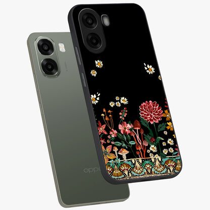Midnight Bloom Pattern Glass Case displayed in angled mockup highlighting elegant flower design with midnight aesthetic style.