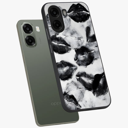 Midnight Kiss Marks Glass Case displayed in angled mockup highlighting playful romantic design with bold midnight aesthetic.