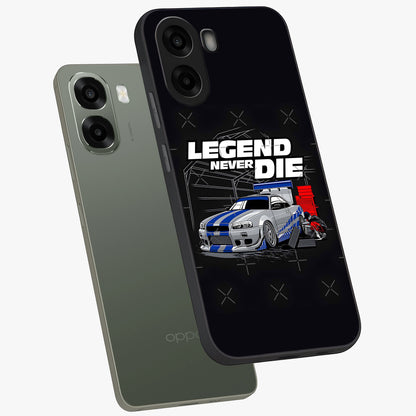 Midnight Racing Legacy Glass Case displayed in angled mockup highlighting dynamic automotive design with bold midnight aesthetic.