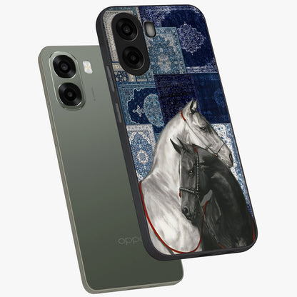Midnight Stallion Blues Glass Case displayed in angled mockup highlighting powerful stallion illustration with deep midnight tones.